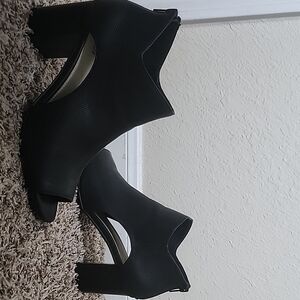 a.n.a Black Heeled Boots with Modern Cut-Out Design